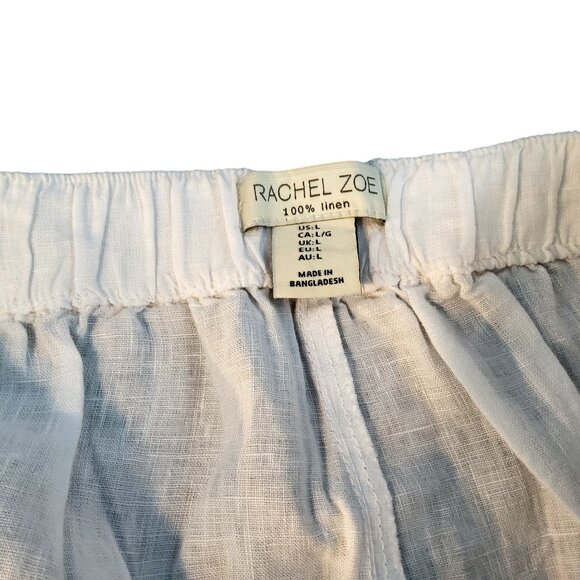 Rachel Zoe Womens Elegant White Color 100% Linen Pants Size 12 Wide Leg - Picture 6 of 9